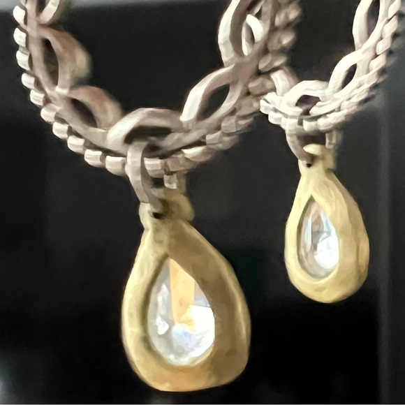 Silpada Sterling Silver CZ and Brass Dangle Earrings Teardrop Wheel W2373 Circle - Picture 9 of 9